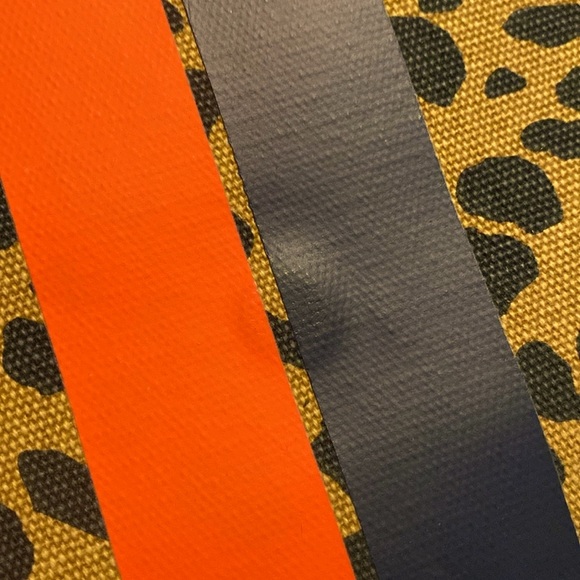 NWOT [Stella & Dot] Leopard Orange/Navy Striped Magnetic Oversized Clutch/Wallet - Picture 12 of 13